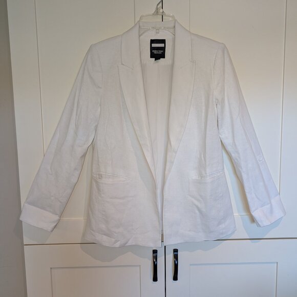 White Linen Blazer Jacket Petite Size XS - Picture 2 of 13